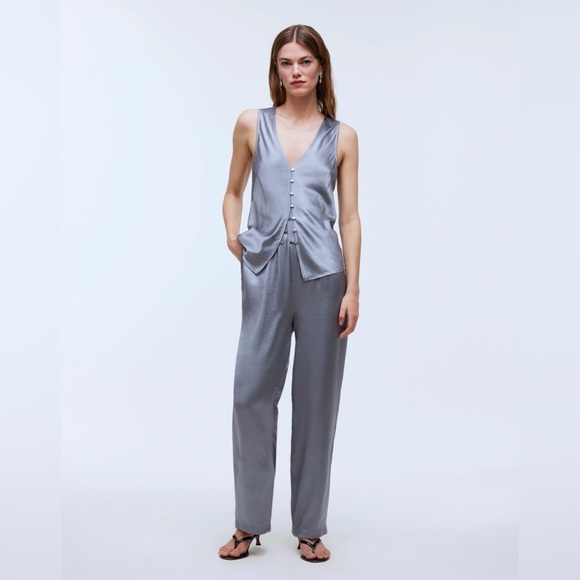 Madewell Straight-Leg Full-Length Pants in Satin NO953 XXS - Picture 1 of 7